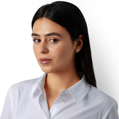 Ribbed "X" Stud Earrings in 14K Gold