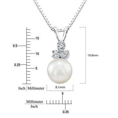 Akoya Cultured 8-8.5mm Pearl & Diamond 14kt White Gold Pendant