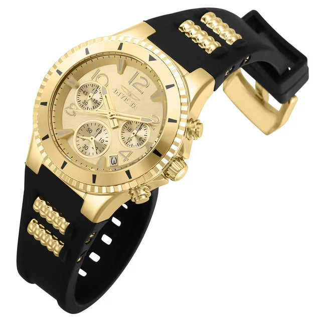 Quartz 39mm Black Silicone and Gold Stainless Steel, Gold Dial Watch