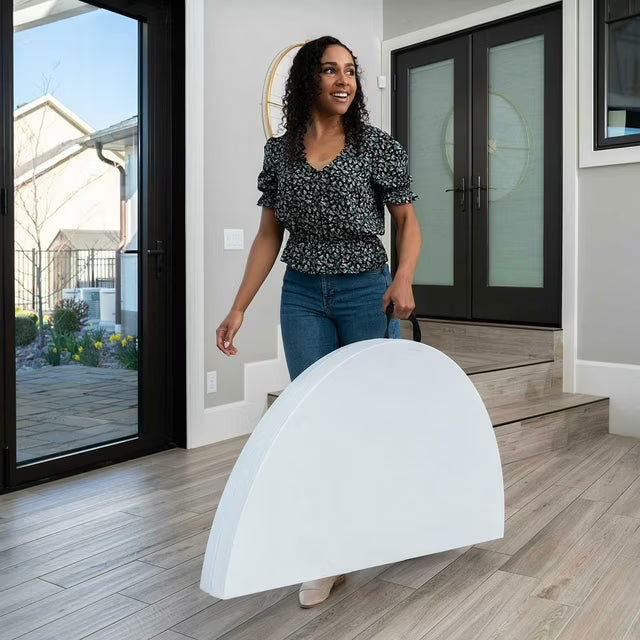 48" Fold-in-Half Round Commercial Grade Table, White Granite