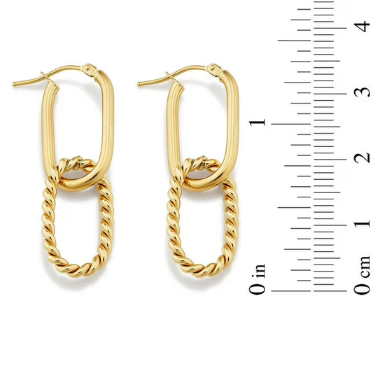 Polished and Twist Double Hoop Earrings in 14K Gold