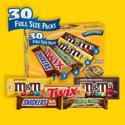 Mars Chocolate Candy Bars, Variety Pack, Full Size, 30 pk.