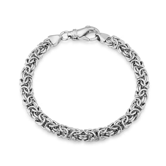 rhodium plated sterling silver 6.5mm byzantine bracelet