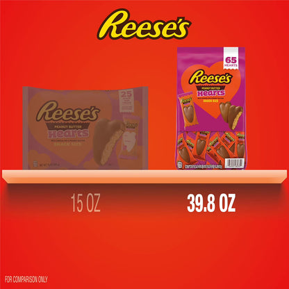 Valentine Milk Chocolate Snack Size Peanut Butter Hearts Candy, 65 pcs