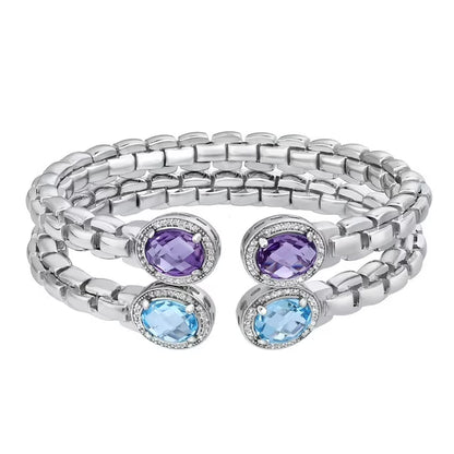 Amethyst & Treated Blue Topaz Bangle Set in Sterling Silver