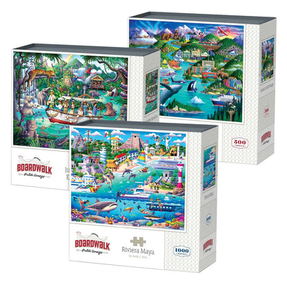 Boardwalk Assorted Jigsaw Puzzles, 3-pack