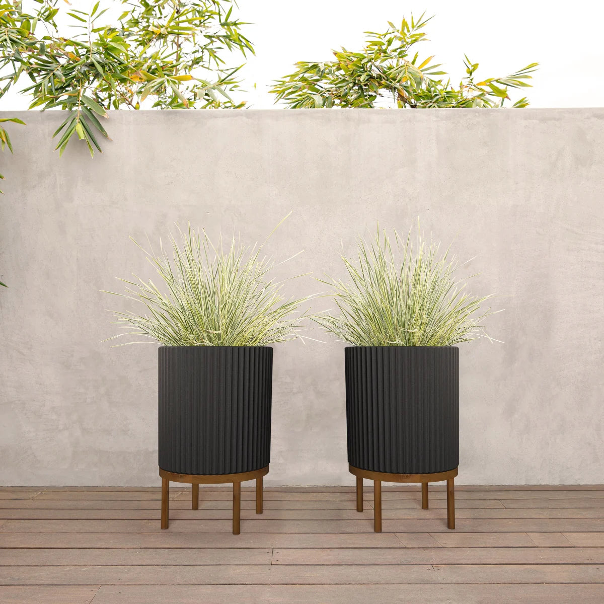 21.5” Capri Planter with Wood Stand by Veradek, 2-pack