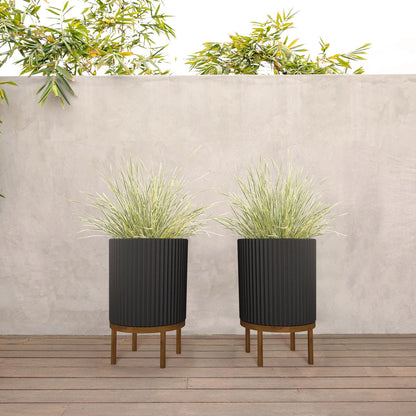 21.5” Capri Planter with Wood Stand by Veradek, 2-pack