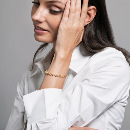 Ball & Paperclip Chain Bracelet in 18K Gold Vermeil