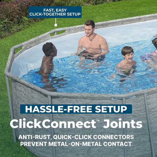Bestway Power Steel 22’L x 12’W x 52’’H Above Ground Pool Set