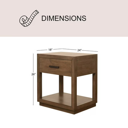 Marlow Solid Wood 1-Drawer End Table, Natural