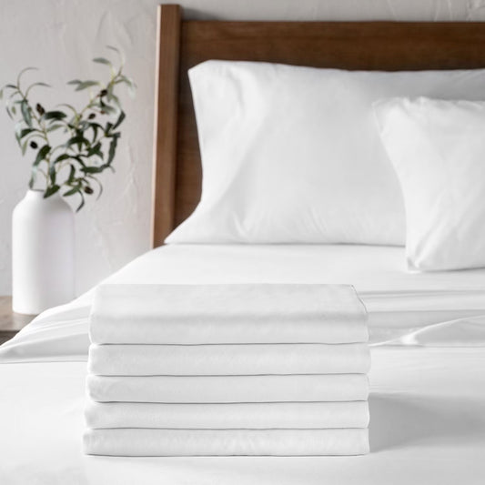 Hospitality Bulk Fitted Bed Sheets, 6-Pack, White