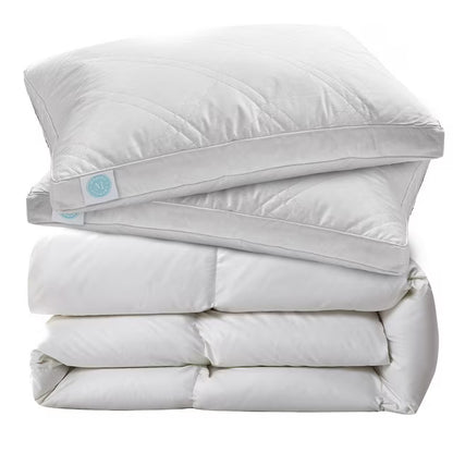 Goose Feather and Down Comforter and Pillow Set, White