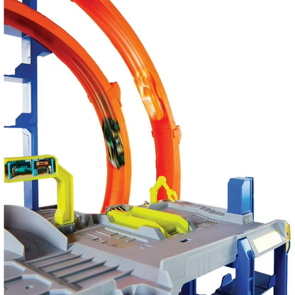 Hot Wheels Mega Loop Garage Playset with 1 Die-Cast Toy Car & 1 Toy Helicopter