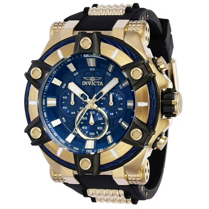 Men's Bolt Quartz 52mm Gold Tone Stainless Steel & Black Silicone