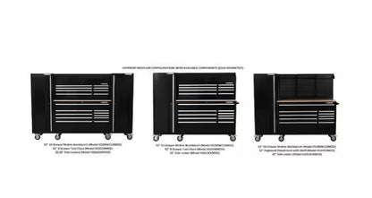 52 in. W x 20 in. D Standard Duty Black Mobile Workbench Cabinet