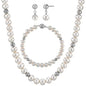 Freshwater Cultured Pearl and Silver Bead 3 Piece Set in Sterling Silver