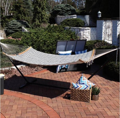 2-Person Woven Hammock with Wooden Spreader Bars