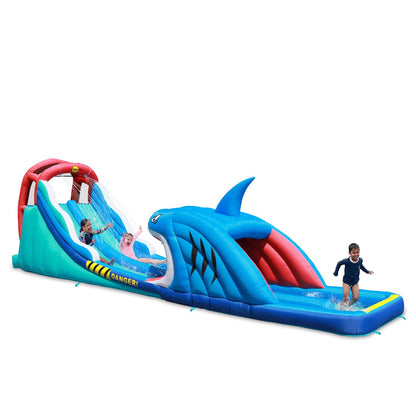 Happy Hop Shark Attack Double Slide Inflatable Water Slide