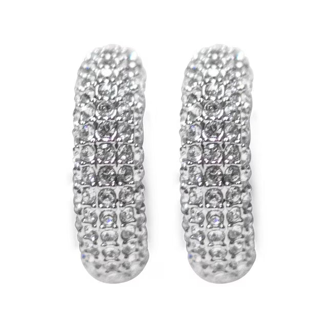 Round Cut White Crystal Dextera Hoop Earrings