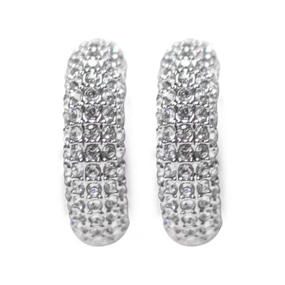 Round Cut White Crystal Dextera Hoop Earrings