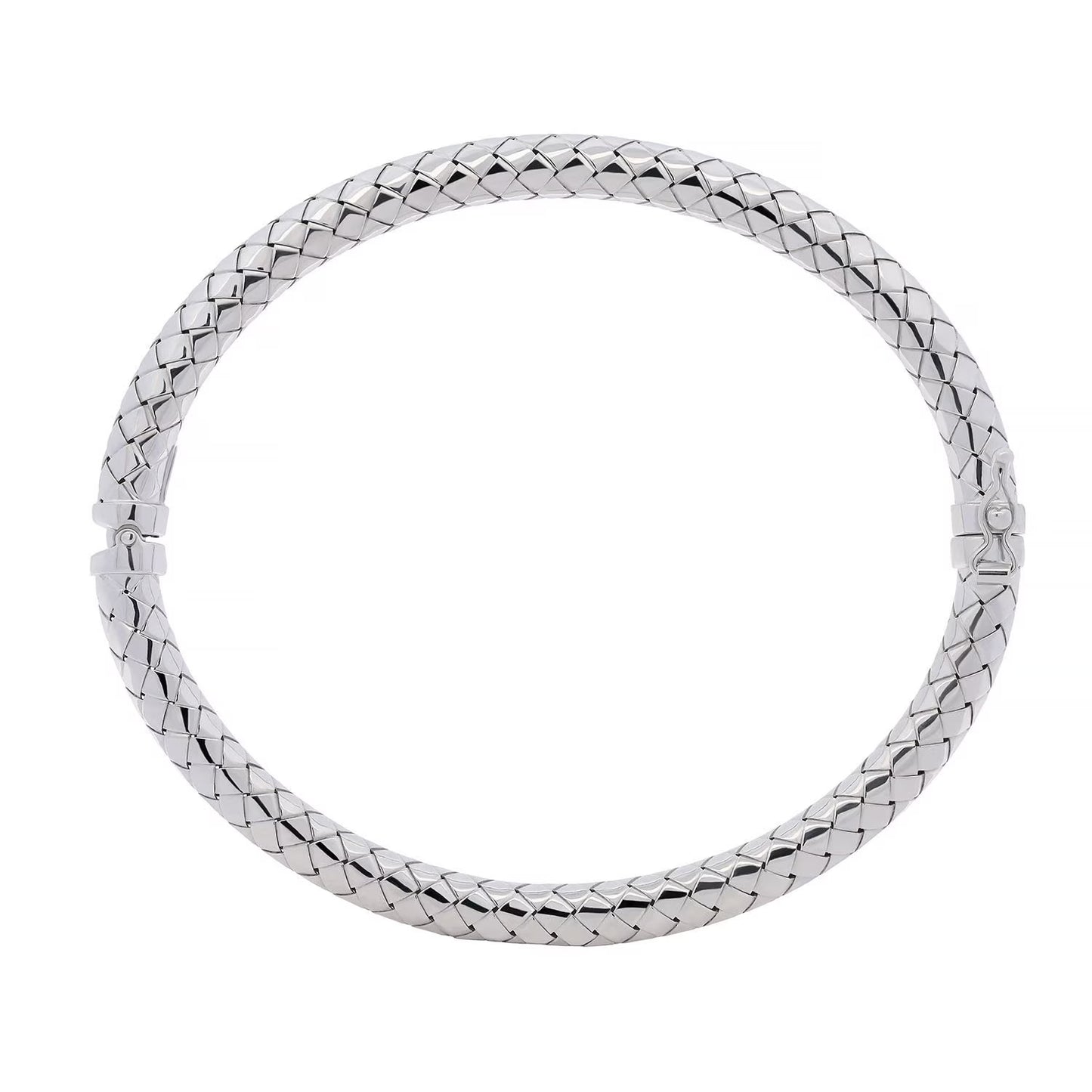 Italian Diamond Cut Hinged Snake Bangle in Sterling Silver