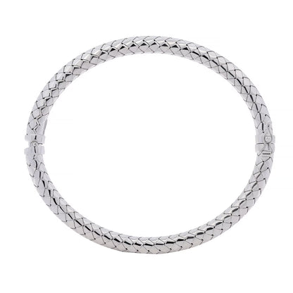 Italian Diamond Cut Hinged Snake Bangle in Sterling Silver