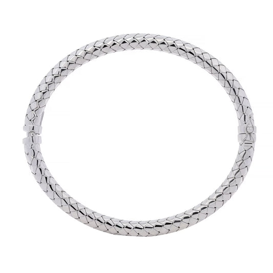 Italian Diamond Cut Hinged Snake Bangle in Sterling Silver