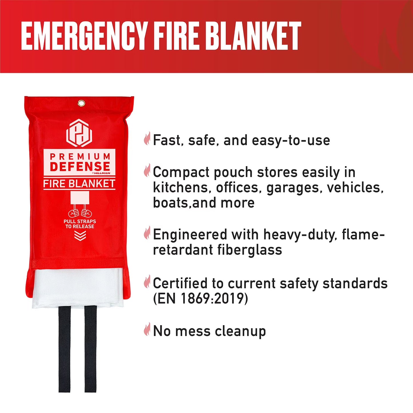Emergency Fiberglass Fire Blanket, 2 pk.