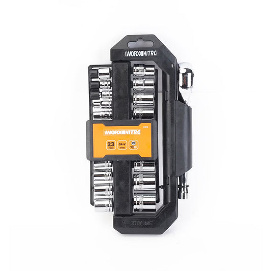 23Piece 1/4"+ 3/8"DR. Socket Set With Rotatable Rack