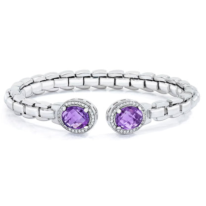 Amethyst & Treated Blue Topaz Bangle Set in Sterling Silver