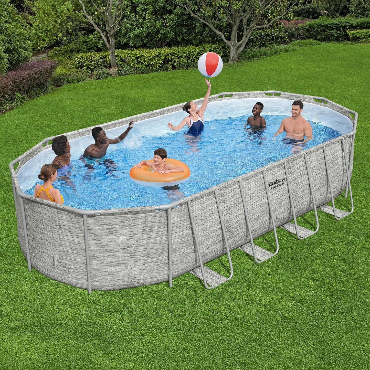 Bestway Power Steel 22’L x 12’W x 52’’H Above Ground Pool Set