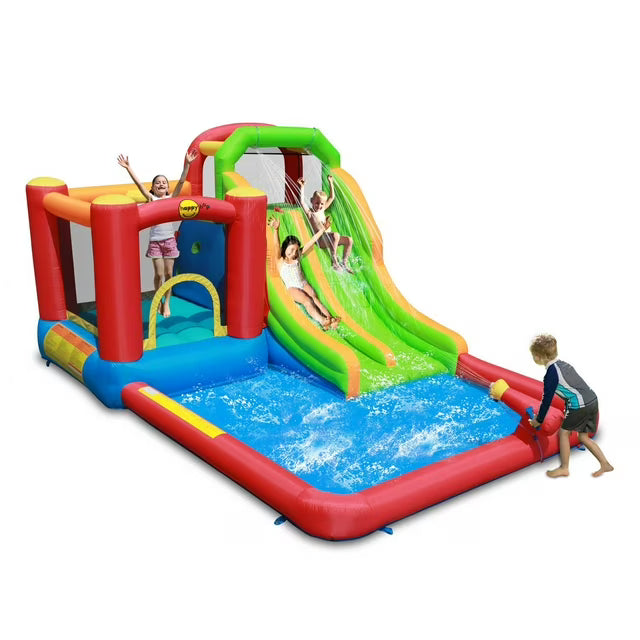 Inflatable Double Slide Water Fun Park with Bouncy Castle