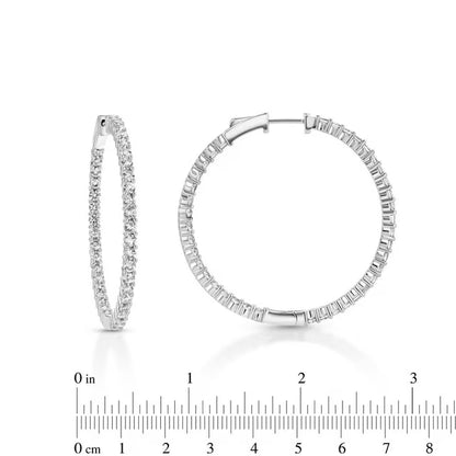 Round Cut Lab Created White Sapphire Hoop Earrings in Sterling Silver