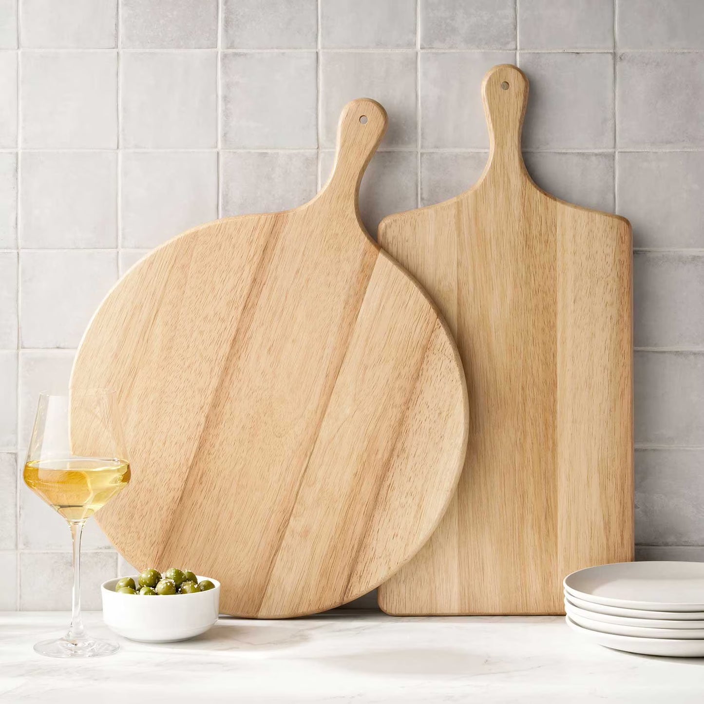 Rubber Wood Charcuterie Boards, Set of 2