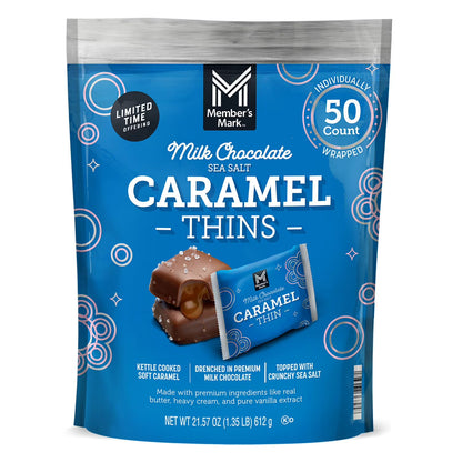 Milk Chocolate Sea Salt Caramel Thins, 50 ct.