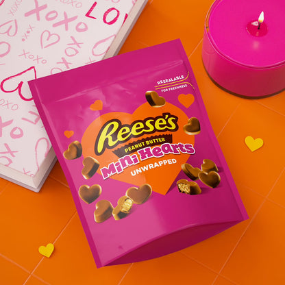 Valentine Chocolate Peanut Butter Creme Mini Hearts Candy, 20 oz
