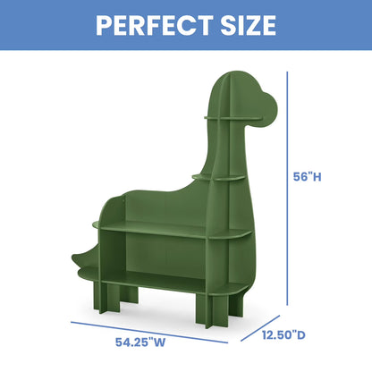 Children Dinosaur Shaped Bookcase, Green