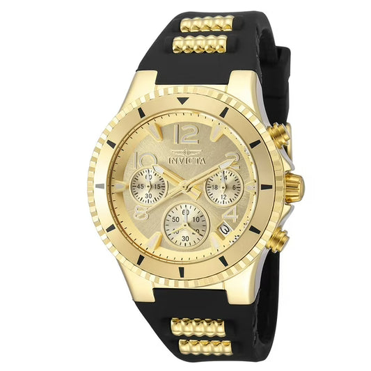 Quartz 39mm Black Silicone and Gold Stainless Steel, Gold Dial Watch
