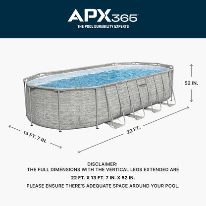 Bestway Power Steel 22’L x 12’W x 52’’H Above Ground Pool Set