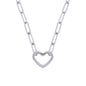 Open Heart Paperclip Chain Necklace in Sterling Silver