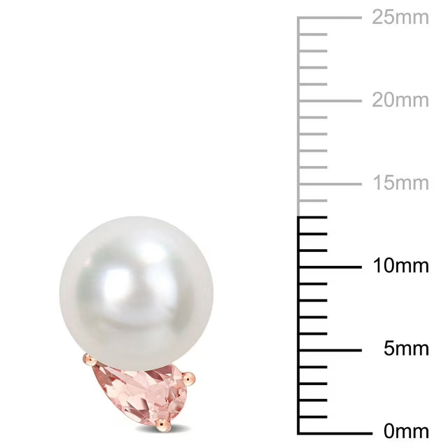 South Sea Cultured Pearl & Pear-Cut Morganite Stud Earrings in 14K Gold