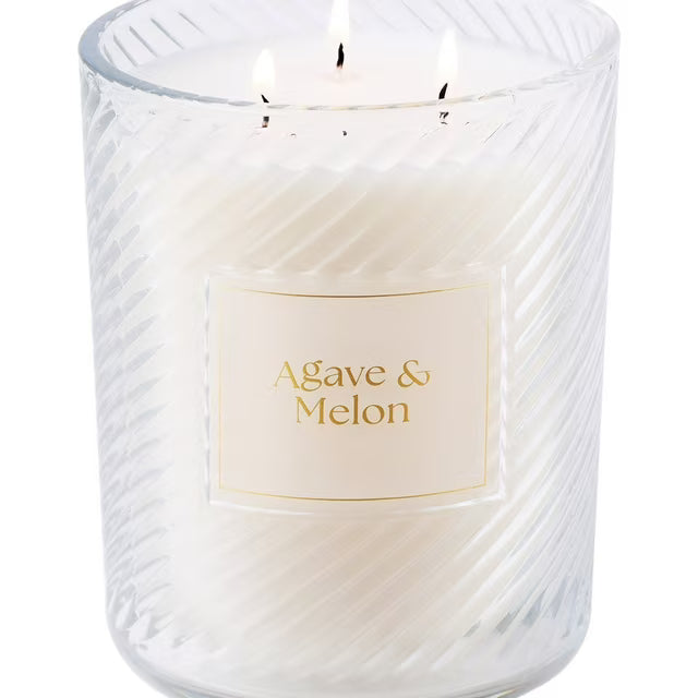 3-Wick Ribbed Glass Candle, 28 oz.