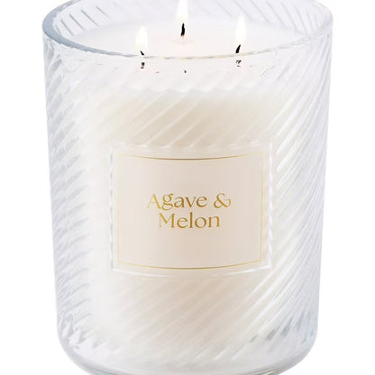 3-Wick Ribbed Glass Candle, 28 oz.