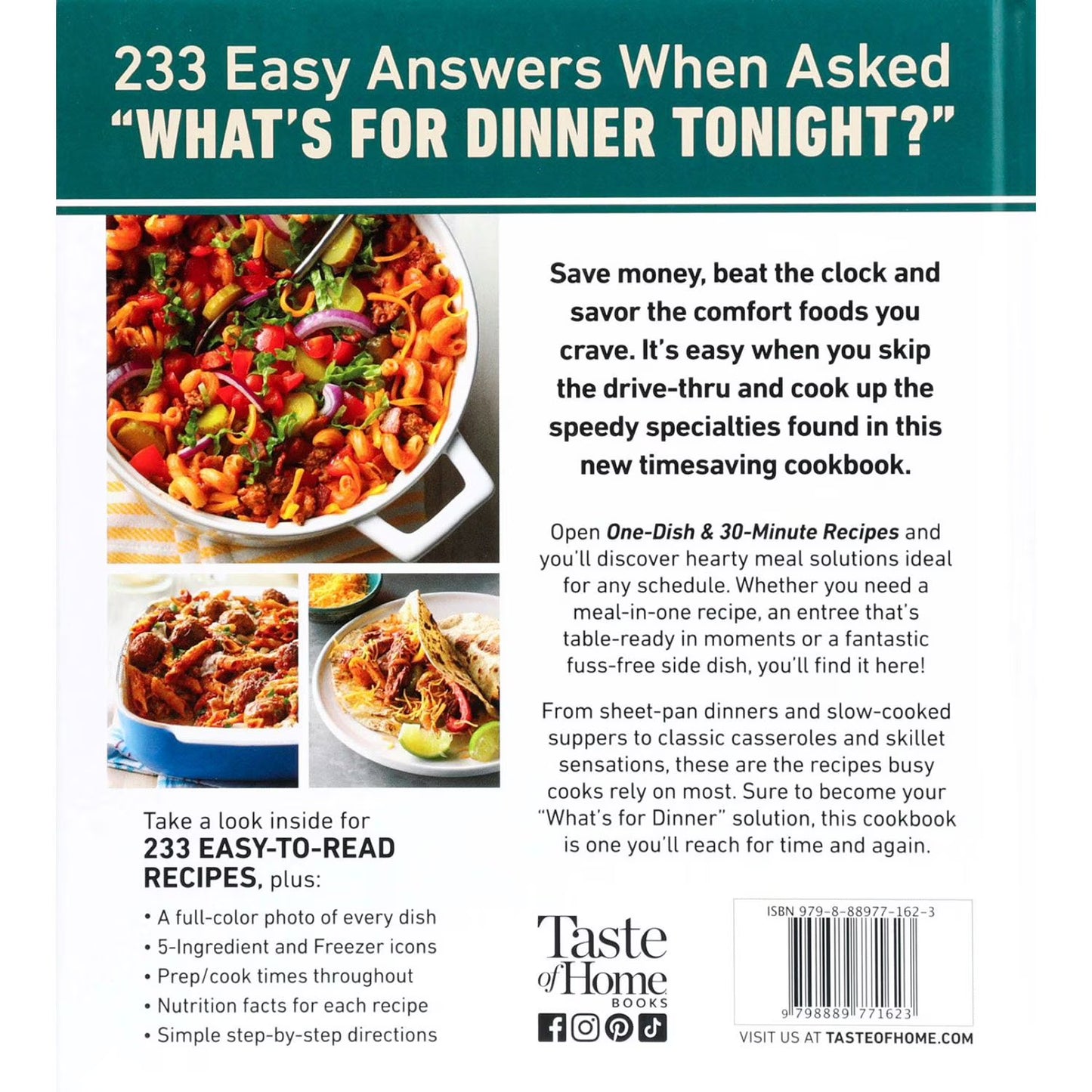 Taste of Home One Dish & 30 Minute Recipes, Hardcover