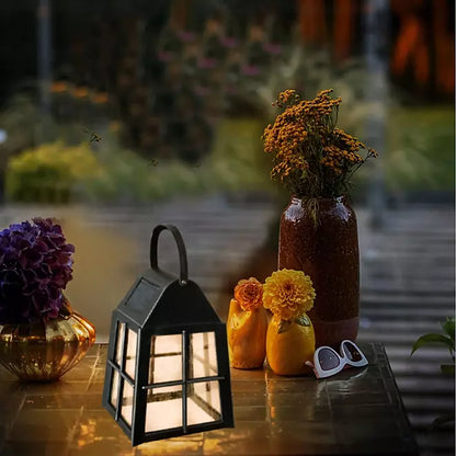 Deck Impressions Farmhouse-Style Solar LED Lanterns with Shepherd's Hooks – 4-Pack