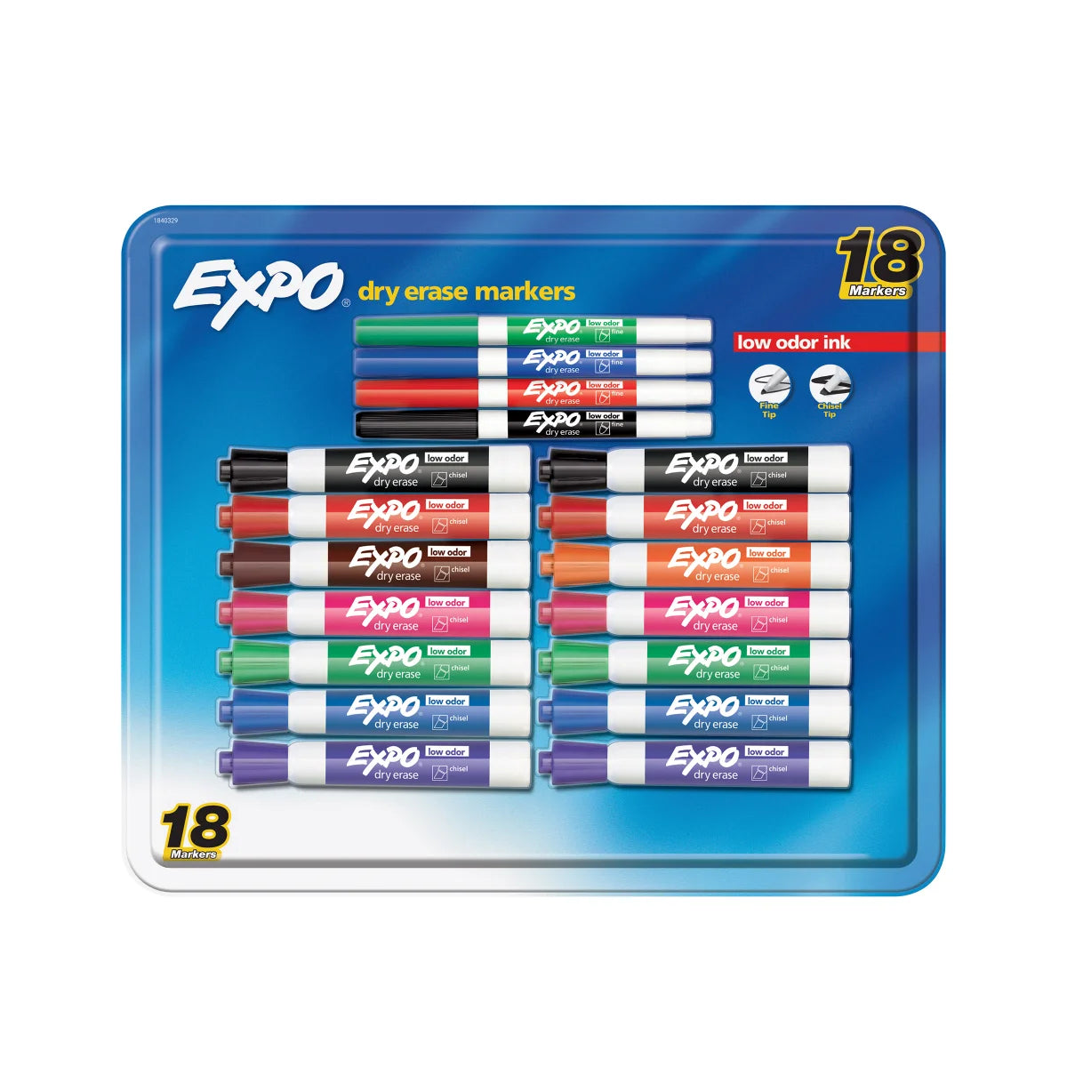 Expo Dry Erase Markers, Low Odor, 18-Pack