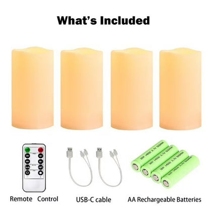 Rechargeable Indoor/Outdoor Candles, 4-Pack