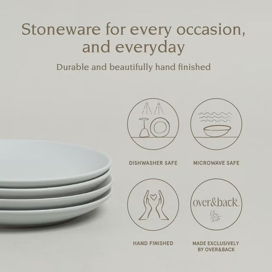 Over&Back Coupe Stoneware App Plate, Set of 4