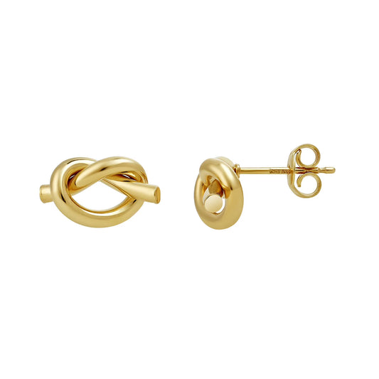 High Polish Knot Stud Earrings in 14K Gold